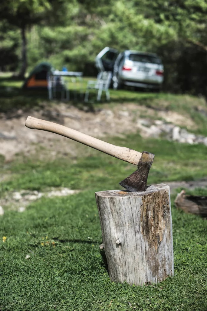 An Ax on a tree stump