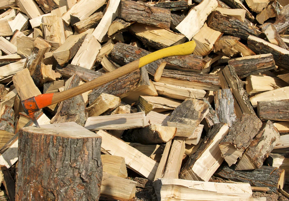 Hookaroon vs pickaroon: A Pickaroon on a wood log.