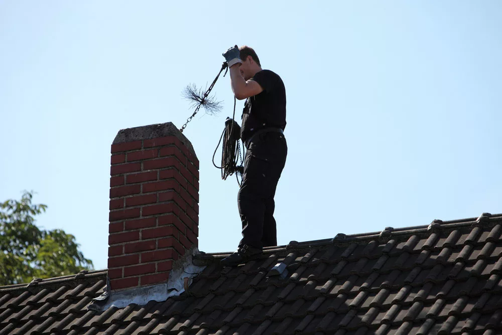 Cleaning the chimney. 