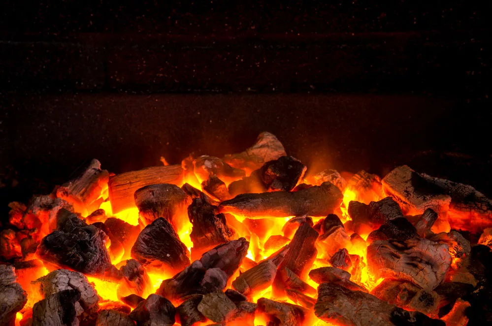 Live Coals in a Barbecue. 