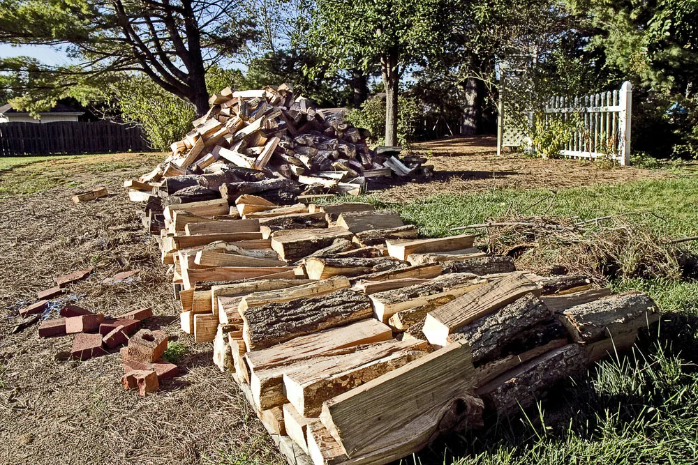 A cord of split firewood.