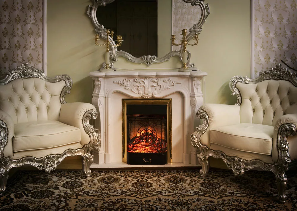 A Victorian fireplace. 