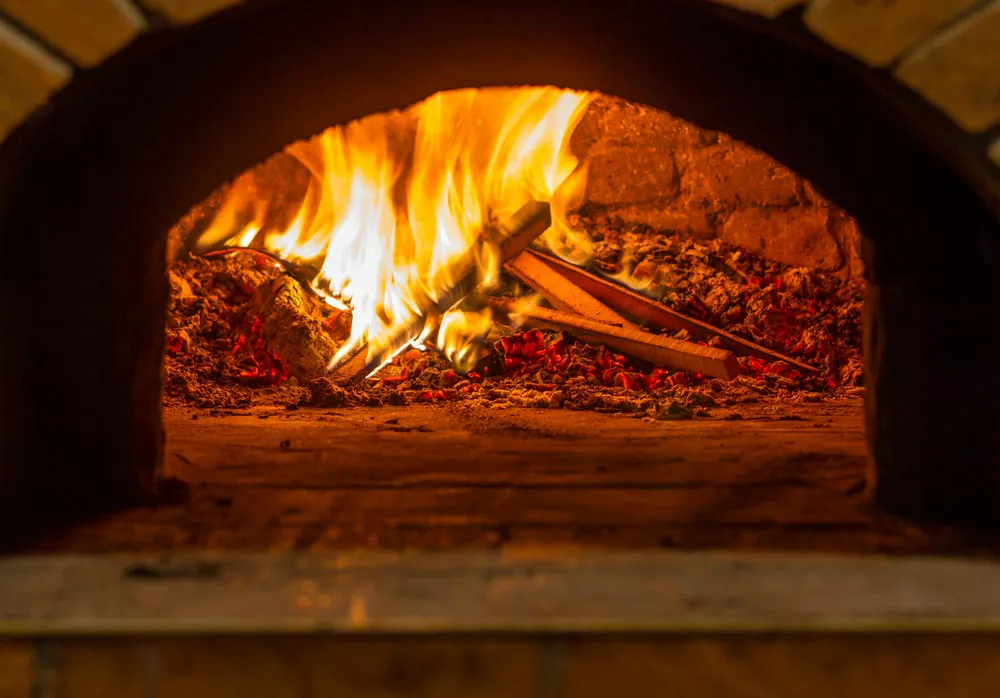 Coals in a Pizza Oven. 