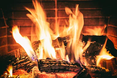 Wood Burning In a Fireplace