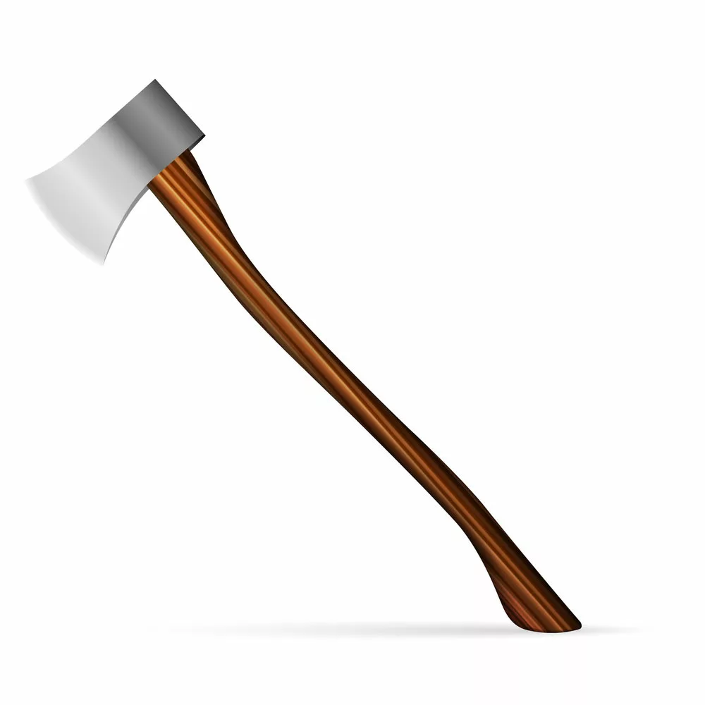 axe with a wooden handle.