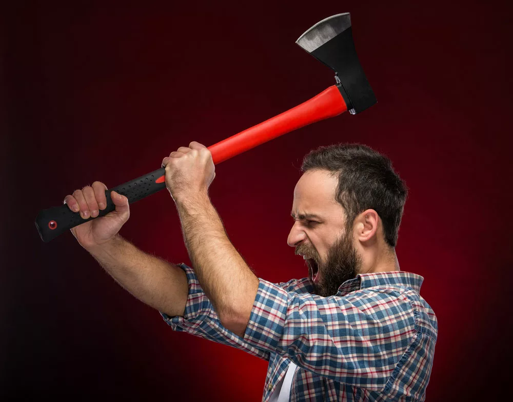 A man wielding an axe