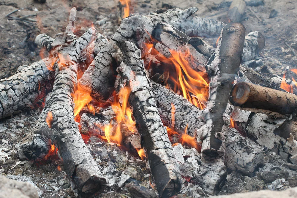Hot firewood. 