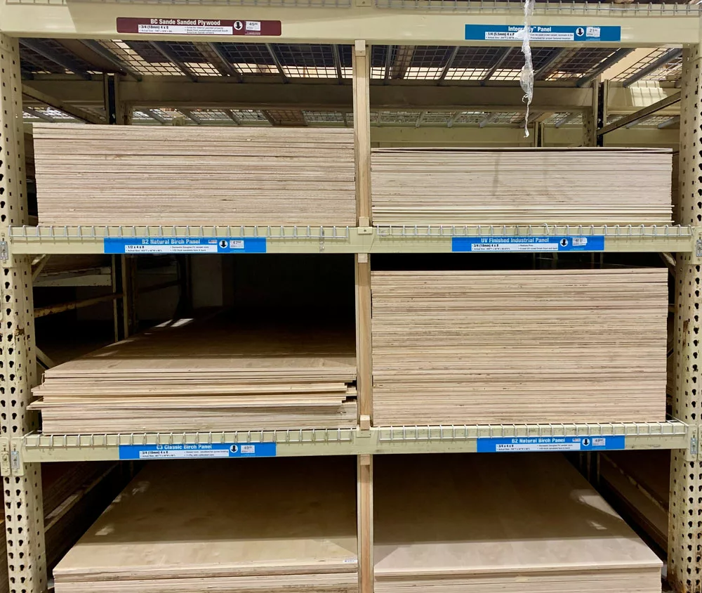 a rack of plywood