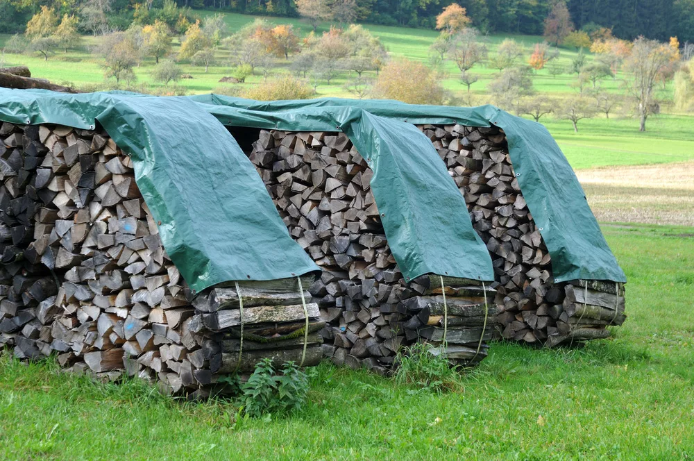 firewood covered in a tarp