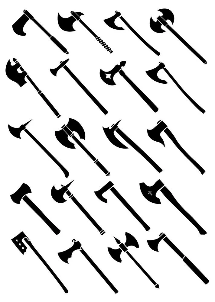 Different shapes of battle axes