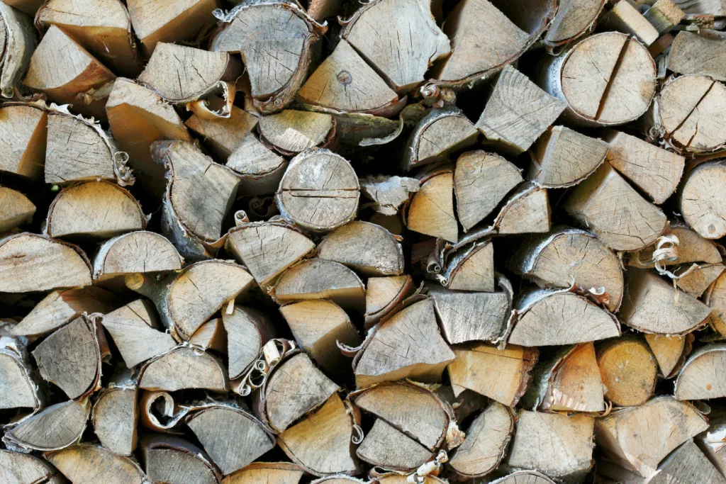 Closeup of chopped hardwood