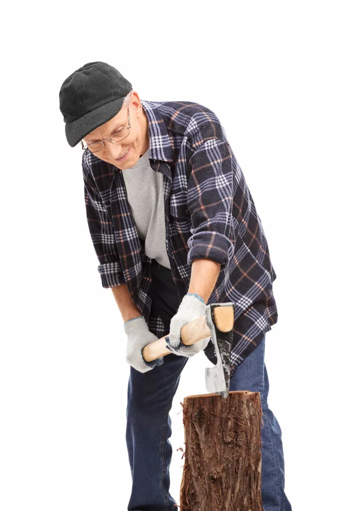 A man splitting wood
