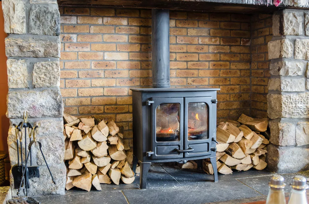 A conventional wood-burning stove. 