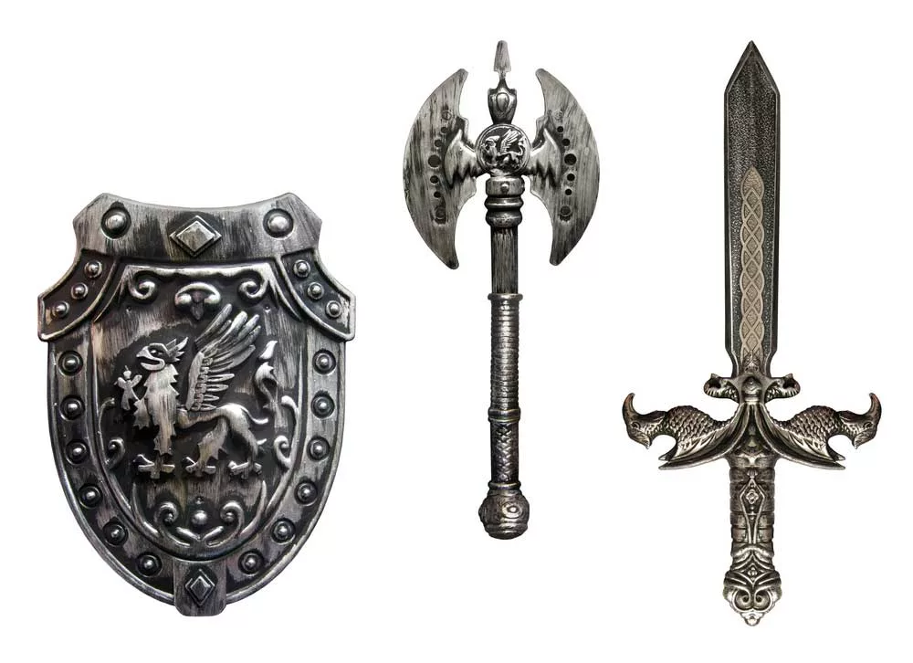 Comparative image of a battle axe and a sword