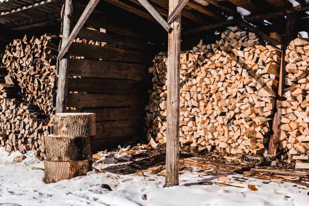 Best Types of Firewood： Cords of firewood stored up for seasoning