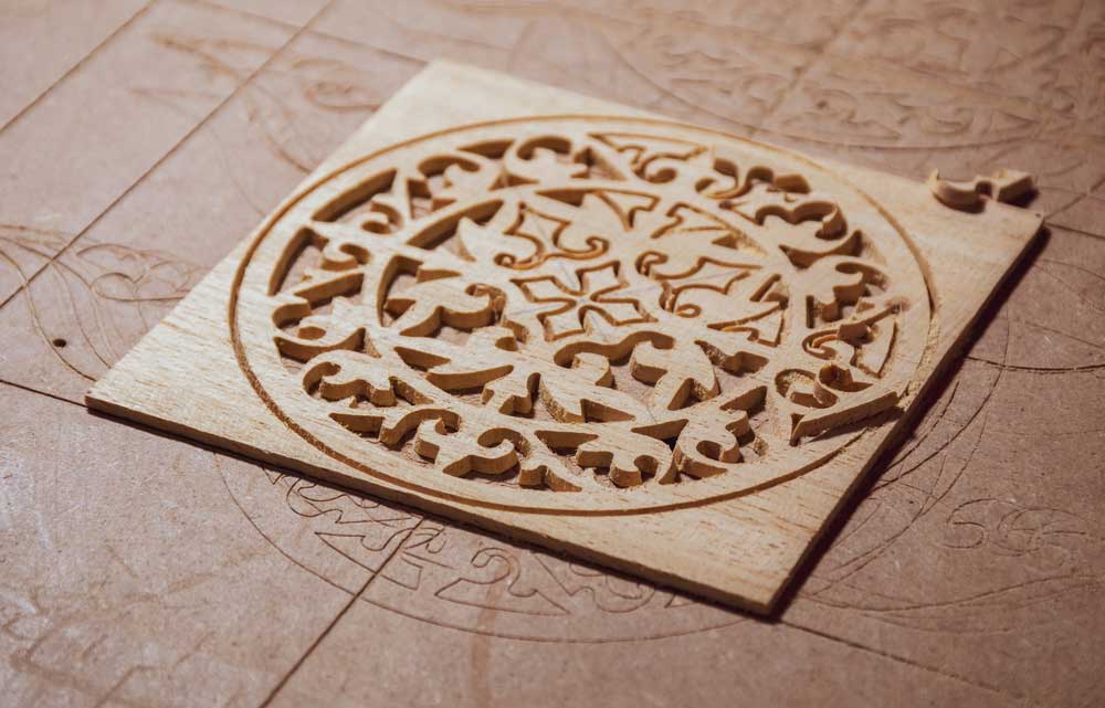 A complex design made with a CNC-router